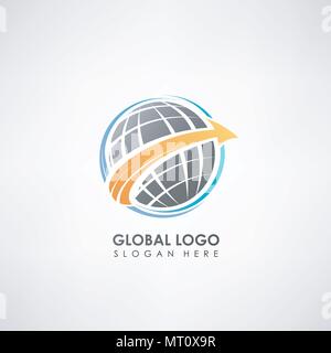 Global Concept Logo Template. Label Template For Company Symbol, Vector ...