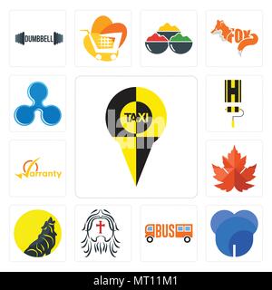 Set Of 13 simple editable icons such as, dent, maple leaf, warranty, highway, ripple can be used for mobile, web UI Stock Vector
