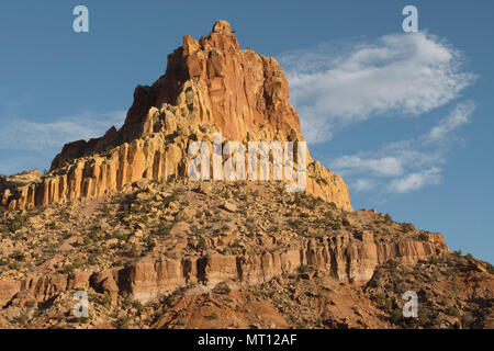 Sandstone towers at sunset, Waterpocket Fold, Capitol Reef National Park, Utah Stock Photo