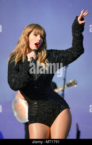 EDITORIAL USE ONLY Taylor Swift performing during the second