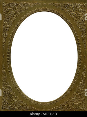 Vintage Golden Embossed Metallic Oval Photo Mat Frame Stock Photo