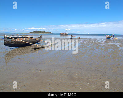 Pirogue on Anakao beach, Anakao, Madagascar, Africa Stock Photo
