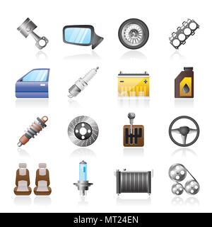 Detailed car parts icons - vector icon set Stock Vector