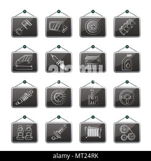 Detailed car parts icons - vector icon set Stock Vector
