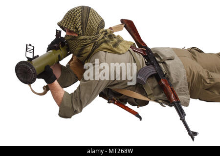 mercenary with anti-tank rocket launcher - RPG Stock Photo