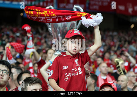 Liverpool fans before the UEFA Champions League Final match between Real Madrid and Liverpool at Olimpiyskiy National Sports Complex on May 26th 2018 in Kyiv, Ukraine. (Photo by Daniel Chesterton/phcimages.com) Stock Photo