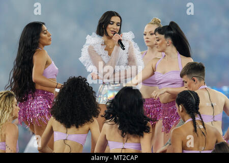 Dua Lipa performs before the UEFA Champions League Final match between Real Madrid and Liverpool at Olimpiyskiy National Sports Complex on May 26th 2018 in Kyiv, Ukraine. (Photo by Daniel Chesterton/phcimages.com) Stock Photo