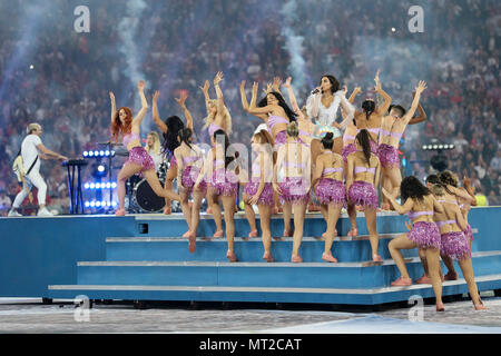 Dua Lipa performs before the UEFA Champions League Final match between Real Madrid and Liverpool at Olimpiyskiy National Sports Complex on May 26th 2018 in Kyiv, Ukraine. (Photo by Daniel Chesterton/phcimages.com) Stock Photo