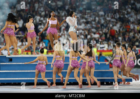 Dua Lipa performs before the UEFA Champions League Final match between Real Madrid and Liverpool at Olimpiyskiy National Sports Complex on May 26th 2018 in Kyiv, Ukraine. (Photo by Daniel Chesterton/phcimages.com) Stock Photo