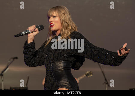 Singer, songwriter & guitarist Taylor Swift is shown performing on ...