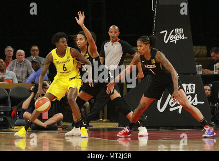 Las Vegas, Nevada, USA. 28th May, 2018. Natasha Howard # 6 of the Seattle Storm defends her position against the Las Vegas Aces during the Las Vegas Aces first ever WNBA home game on May 27, 2018 at the Mandalay Bay Events Center in Las Vegas, Nevada. Credit: Marcel Thomas/ZUMA Wire/Ģ����ý Live News Stock Photo