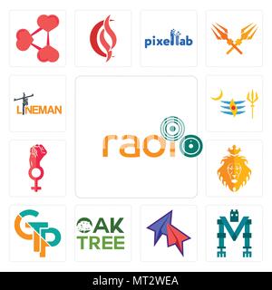Set Of 13 simple editable icons such as, mech, telegram, oaktree, gtp, judah and the lion, women empowerment, mahadev, lineman can be used for mobile, Stock Vector