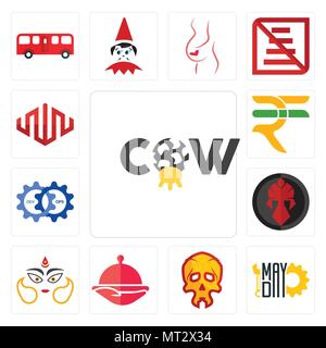 Set Of 13 simple editable icons such as cow, mayday, skull, foodora, durga, spartan, devops, rupees, equinix can be used for mobile, web UI Stock Vector