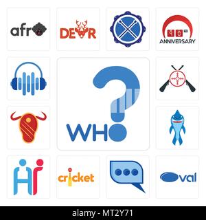 Set Of 13 simple editable icons such as who, oval, three dots, cricket, hr, shark mascot, steak house, shooters, audio visual can be used for mobile,  Stock Vector