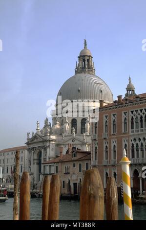 Basilica of Santa Maria della Salute seen from the Grand Canal in Venice Stock Photo