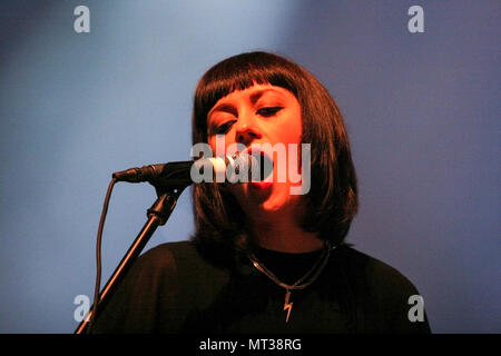 Helen Marnie lead singer in Ladytron performing at the Exit festival 2005, Novi- Sad, Serbia. Stock Photo