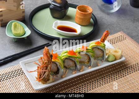 dragon roll king prawn sushi Stock Photo