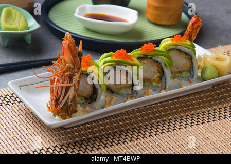 dragon roll king prawn sushi Stock Photo