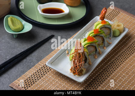 dragon roll king prawn sushi Stock Photo