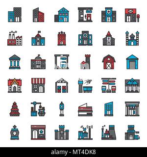 building icon, isolated on white background Stock Vector