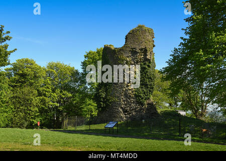 The remains of the Raven Tower is the only part left of the historic Llantrisant Castle Stock Photo