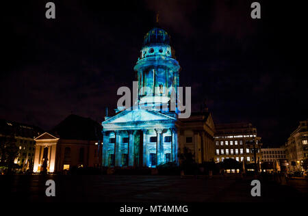 The German Cathedral during the Festival of Lights in Berlin, Germany. Stock Photo