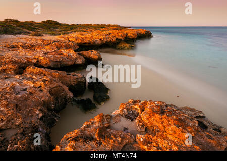 First light of the day on Osprey Bay in Cape Range National Park. Stock Photo