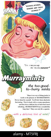 1954 British advertisement for Murraymints Stock Photo - Alamy
