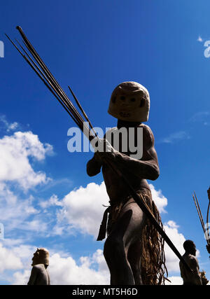 Asaro Mudman tribe man in Mount Hagen festival -17-august-2014, Mount Hagen, Papua New Guinea Stock Photo