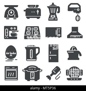 Simple Set of Kitchen Appliances Related Vector Black Icons. Stock Vector