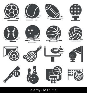 Sport balls set on black background. Vector illustration. Stock Vector