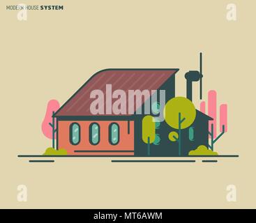 Modern house illustration Stock Vector