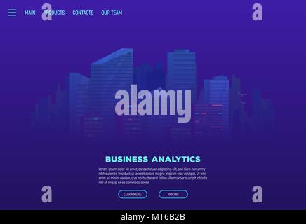 Night city landing page Stock Vector