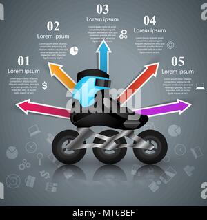 Roller skate - business paper infographic. Stock Vector