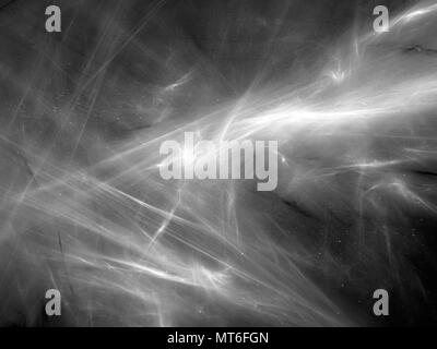 Glowing nebula texture in space, black and white effect, computer generated abstract background, 3D rendering Stock Photo