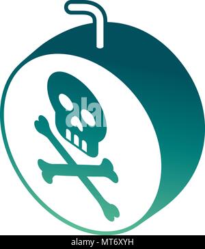 comic bomb skull bones isometric Stock Vector