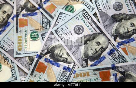 USD. United States official currency, One Hundred Dollars notes background photo Stock Photo