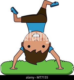 cartoon boy upside down over white background, colorful design. vector ...