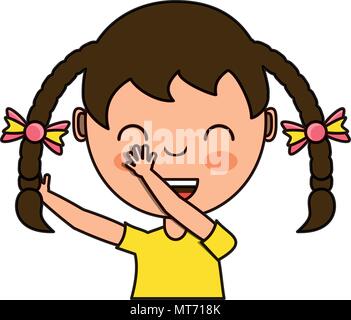 Cartoon happy girl with braids over white background, colorful design. vector illustration Stock Vector