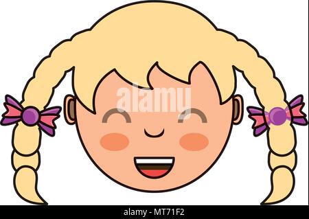 cartoon girl with beautiful braids over white background, colorful design. vector illustration Stock Vector