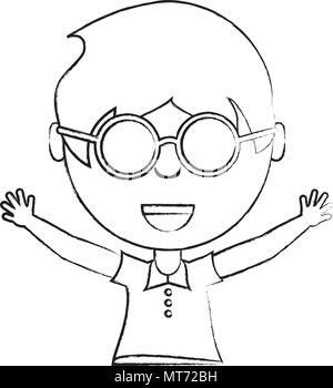 cartoon girl with glasses over white background, vector illustration Stock Vector