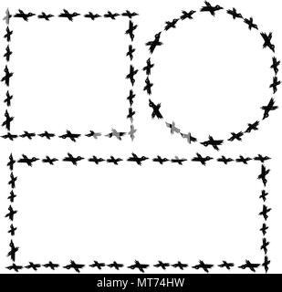 Set of frames with crows: round and squares for cards, illustrations, design Stock Vector