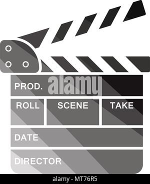 Clapperboard icon. Flat color design. Vector illustration. Stock Vector