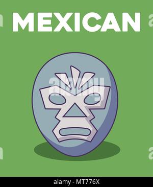 mexican wrestler mask over green background, colorful design. vector illustration Stock Vector