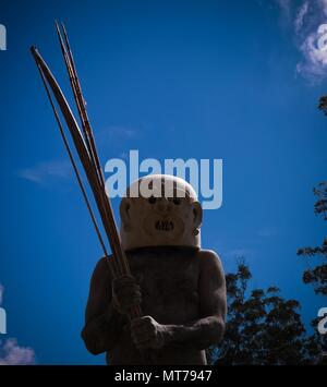 Asaro Mudman tribe man in Mount Hagen festival -17-august-2014, Mount Hagen, Papua New Guinea Stock Photo