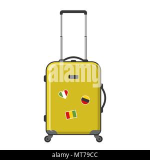 Yellow suitcase isolated vector illustration Stock Vector