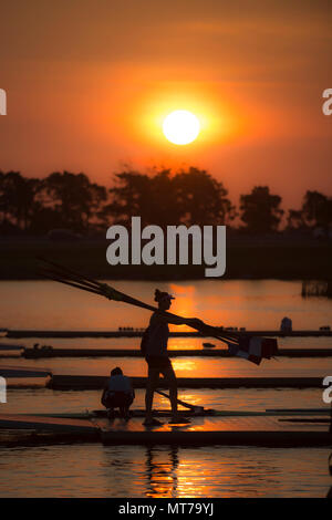 Sarasota. Florida USA.  General View, Boat Park. Sunrise. 2017 World Rowing Championships, Nathan Benderson Park  Thursday  28.09.17     © Peter SPURR Stock Photo