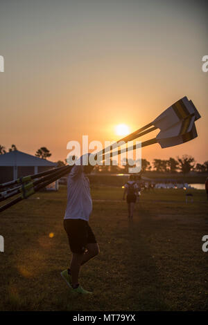 Sarasota. Florida USA.  General View, Boat Park. Sunrise. 2017 World Rowing Championships, Nathan Benderson Park  Thursday  28.09.17     © Peter SPURR Stock Photo