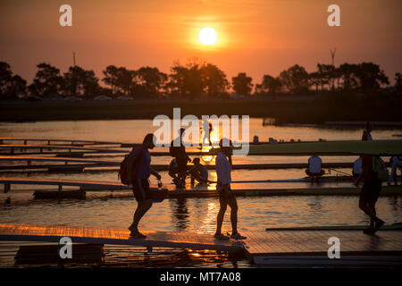 Sarasota. Florida USA.  General View, Boat Park. Sunrise. 2017 World Rowing Championships, Nathan Benderson Park  Thursday  28.09.17     © Peter SPURR Stock Photo