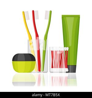 Colorful vector flat cosmetic and dental set Stock Vector